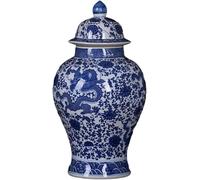 CLSDRZC Seasoning Jars Ginger Jars For Home Decor Ceramic Temple Jar Ecorative Flower Vase For Home(Bluea)