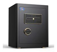 CLSDRZC Security, fingerprint with 4 Double Steel Studs, Fingerprint Unlocked, 2 Emergency Priority Buttons for Jewelry Cash Document, 38x32x45cm Black