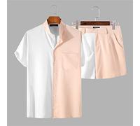 CLSDRZC Short Sleeve Stand Collar Sweatshirt Streetwear Suit Beach Shorts Men 2 pcs
