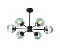 CLSDRZC Sputnik Glass During Light, Ceiling Lamp For Living Room Bedroom Dining Room Kitchen,E27 Magic Bean Molecule Glass Chandelier,Industrial Ceiling Light-Black and glass 6t