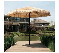 CLSDRZC Straw Outdoor Sun Shade, Hawaiian Beach Parasol with Hand Crank Handle, for Garden Pool Patio Thatched Umbrella Tropical