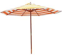 CLSDRZC Striped Garden Beach Parasol with Wood Pole, 9ft Portable Patio Sun Shade Umbrella, UV Protection, for Outdoor/Lawn/Pool
