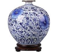 CLSDRZC Vases for Decor Ceramic Vase Vintage Blue and White Porcelain Family Decoration Fake Flower Plant Flower Blue Large 22 * 22cm Jar(A)