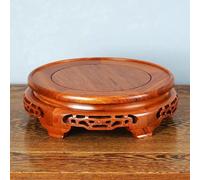 CLSDRZC Vintage Wooden Pedestal, Solid Wood Carving Crafts Circular Bonsai Buddha Vase Ornaments Base, Practical Home(15cm/5.9in)