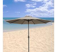 CLSDRZC Waterproof Patio Sunshade Top Cover, Sun Shade Red, Green, Beige, Khaki, Brown, with Crank Handle, Without Base, for Beaches, Outdoor Cafes, Garden Parasol Umbrella 2.7 M，Brown 2.7M