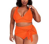 CLSDRZC Women Bikini Leopard Print Leaf Side Two Piece Set Women Plus Size Split Swimwear Swimming Suit For Women