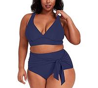 CLSDRZC Women Bikini Leopard Print Leaf Side Two Piece Set Women Plus Size Split Swimwear Swimming Suit for Women