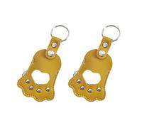 CLSSLVVBN 2 Pieces, Hair Storage Key Chains, Cat Paw-Shaped Pet gift Key Chains, Leather Comfortable, Suitable Cat and Hair, ginger yellow