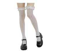 CLSSLVVBN 2pcs/set Fashionable And Breathable Lace Fishnet Stockings Designed For Stylish Individual Comfortable Lolita Socks, white, thigh-high socks