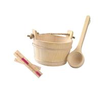 CLSSLVVBN 4L Sauna Bucket and Ladle with Hemp Rope Handle Large 4L Capacity Bathing Barrel Sauna Bucket and Ladle Set Handmade Bathroom Wear Resistant Bath Flower Pot Outdoor with Hourglass