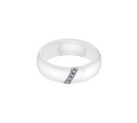 CLSSLVVBN Crystal Zircon Ring Smooth Surface White Black Ceramic Titanium Steel Rings Women Couple Wedding Jewelry Gifts, White, 8