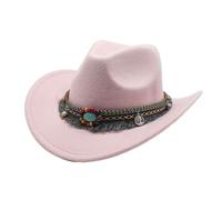 CLSSLVVBN Lightweight And Comfortable Children Girls Jazzes Hat Wide Application Polyester Children Wool Hollow Western Cowboy Hat, Pink