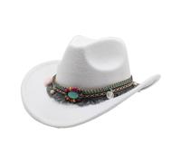 CLSSLVVBN Lightweight and Comfortable Children Girls Jazzes Hat Wide Application Polyester Children Wool Hollow Western Cowboy Hat, White