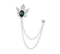 CLSSLVVBN Men Brooch Crown Wing Brooch For Men Unique Decoration Transforming Any Outfit Adding Style And Flair To Fashion Choices Shirt Tie Hat Scarf Dress Coat Fashion, Silver and Green, 3.5x3.2cm