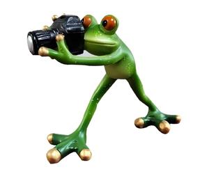 CLSSLVVBN Resin Taking Photos Leisure Frog Figurine Outdoor Statue Cute Frog Photographer Figurine Ornament With Fine Workmanship Garden Decoration Outside Pond Decor Accessories