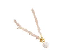 CLSSLVVBN Vintage Style Necklace For Women Versatile Natural Irregular Rubble Beautiful Gifts Stone Irregular Rubble Necklace, Rose Quartz