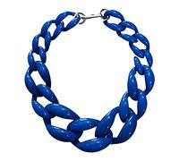 CLSSLVVBN Vintage Style Women S Jewelry Necklace Handmade Cuban Chain Collar Statement Piece Women Boho Chunky Acrylic Link Chain, Royal blue