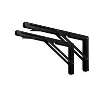 CLT 16" Black Folding Shelf Brackets Max. Load 440 lb, Heavy Duty DIY Wall Mounted Shelf Bracket Space Saving for Table Work Bench, Pack of 2