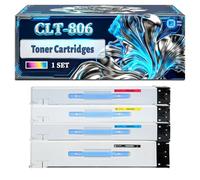CLT-806 Toner Cartridges Compatible for Samsung MultiXpress SL-X7400 SL-X7500 SL-X7600 Printers, With Chip Large Capacity 55000 Pages (4-Pack BK/C/M/Y)
