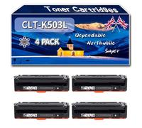 CLT-K503L Toner Cartridges Compatible for Samsung ProXpress C3010ND C3060FR C3060ND Printers, High-Definition Printing Effect with Chip, 9000 Pages (4 Pack Black)