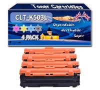 CLT-K503L Toner Cartridges Compatible for Samsung ProXpress C3010ND C3060FR C3060ND Printers, High-Definition Printing Effect with Chip, 9000 Pages (4-Pack BK/C/M/Y)