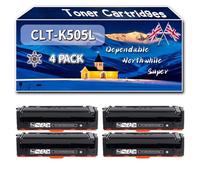 CLT-K505L Toner Cartridges Compatible for Samsung ProXpress SL-C2620DW Printers, High-Definition Printing Effect with Chip, 6000 Pages (4 Pack Black)