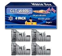 CLT-W406 Waste Box Compatible for Samsung Xpress SL-C410W SL-C432 SL-C433 SL-C460FW SL-C460W Printers, High-Definition Printing Effect with Chip, 40000 Pages (4 Pack Black)