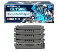 CLT505L CLT-505L Toner Cartridges Compatible for Samsung ProXpress C2600 C2620DW C2670FW C2680FX Printers, With Chip Large Capacity 6000 Pages (4-Pack BK/C/M/Y)