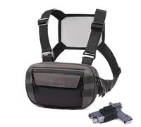 CLTAC Tactical Chest Rig Pack for Men and Women, Low Profile Utility CCW Chest Bag with Gun Holster for Outdoor Hiking Hunting Gravel Cycling Biking, Gray, L, Tactical