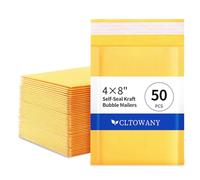 Cltowany 4×8’ Inch Self seal Kraft Bubble Mailers 50 Pack Kraft Bubble Mailers Small Padded Envelopes for Mailing Cards Jewelry Makeup and Small Business Packaging