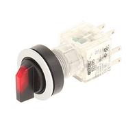 Club 23.001.232 Switch Mode Selector, Latching/rastend 3 Positions Momentary Contact Transmitter 1 Closer + 1 opener with Bulb Socket t5,5 K LED 24 V RED/SILVER (Pack of 2)