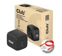 Club 3D CAC-1909-UK 45W GaN Travel Charger, 2x USB-C, Power Delivery(PD) 3.0 Sup