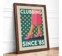 Club Bing Since '85 Retro Framed Wall Art Print A2 (59.4×42cm) Walnut, Wall Decor for Living Room, Bedroom, Office & Home, Ready to Hang, Art Gift