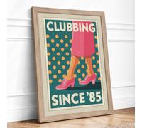 Club Bing Since '85 Retro Framed Wall Art Print A4 (29.7×21cm) Oak, Wall Decor for Living Room, Bedroom, Office & Home, Ready to Hang, Art Gift