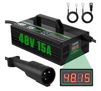 Club Car 48V 15A Golf Cart Battery Charger, 16 FT Cord with Trickle Charge for 48V Lead Acid Batteries