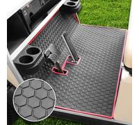Club Car DS Floor Mat, Upgraded Non-Slip Full Coverage Golf Cart Floor Mat Replacement Think Rubber Fits Club Car DS 1982-2013 / Villager 1982-2018 (Red Trim)