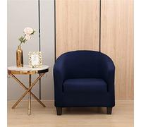Club Chair Slipcover, Stretch Tub Chair Cover with Elastic Bottom, Jacquard Spandex Club Chair Covers, Universal Fabric Armchair Slipcover 1-Piece Couch Cover for Bar Counter Living Room (Navy)