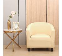 Club Chair Slipcover, Stretch Tub Chair Cover with Elastic Bottom, Jacquard Spandex Club Chair Covers, Universal Fabric Armchair Slipcover 1-Piece Couch Cover for Bar Counter Living Room (Beige)