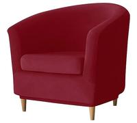 Club Chair Slipcovers Stretchable Cocktail Armchair Covers Universal Removable Washable Chesterfield Chair Protector (Red Wine Set of 2)