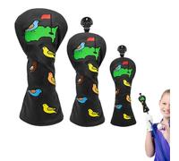 Club Covers Set - Golf Head Covers Graphic Theme Modern Style Trio Accessories Driver Wood Iron Thick Material Protector Solid Universal Fit Design Prem