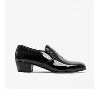 Club Cubano BILBAO Mens Patent Leather Plain Cuban Heel Shoes Black - UK 7.5