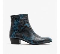 Club Cubano EMMANUEL Mens Snakeprint Leather Cuban Heel Boots Azul - UK 11