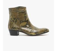 Club Cubano EMMANUEL Mens Snakeprint Leather Cuban Heel Boots Musgo - UK 7