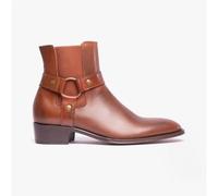 Club Cubano LAMBRO Mens Leather Cuban Heel Boots Cognac - UK 9