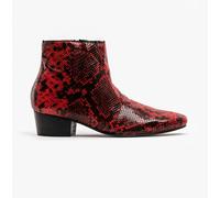 Club Cubano ROMARIO Mens Leather Cuban Heel Boots Python Red - UK 8