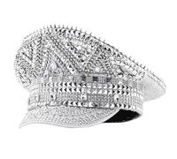 Club Girl Hat Shimmering Captain Hat Crystal Sailor For Music Festivals Sparkly Crystal Charm Captain Versatile Sailor Hats Bulk