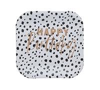 Club Green 10 Rose Gold Foil Happy Birthday Dalmatian Spots Plates, Rose Gold Birthday Party Plates, Birthday Paper Plates, Spotty Birthday Plates