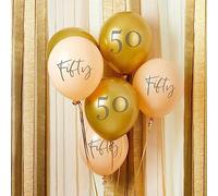 Club Green 6 Gold and Nude 50th Birthday Balloons