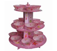 CLUB GREEN Cake Stand Girl(24 PCS PER KIT), Card, Pink, 34.2 x 30.3 x 5 cm