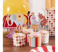 Club Green Circus Food Picks & Food Cup Set (Pack of 12) - Fun Circus-Themed Party Tableware for Treats & Snacks